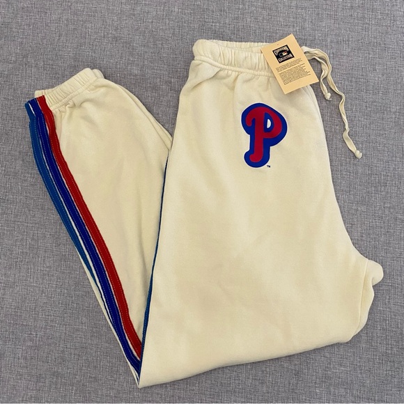 Aviator Nation Philadelphia Phillies Unisex Large 5 Stripe Vintage White Pants